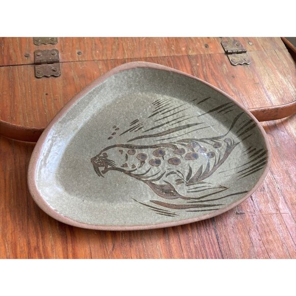 Pottery Trinket Dish Ashtray Alaska Artisan Studio Pottery Hand painted … - Picture 3 of 10